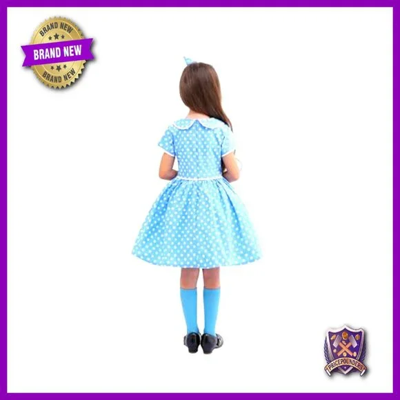 Retro 1950s Polka Dot Dress Costume Set with Headband Glasses Socks - Picture 2 of 6